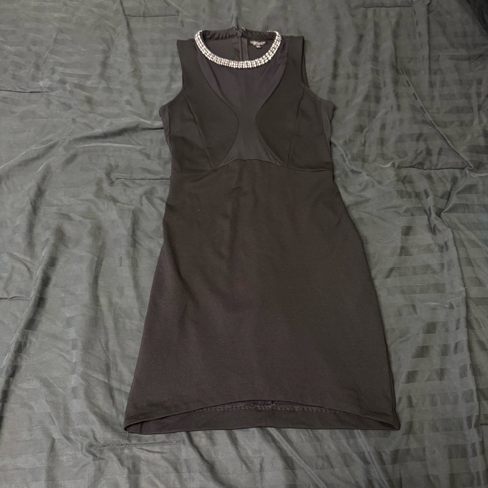 Topshop Black Sheer-Panel Mini Dress